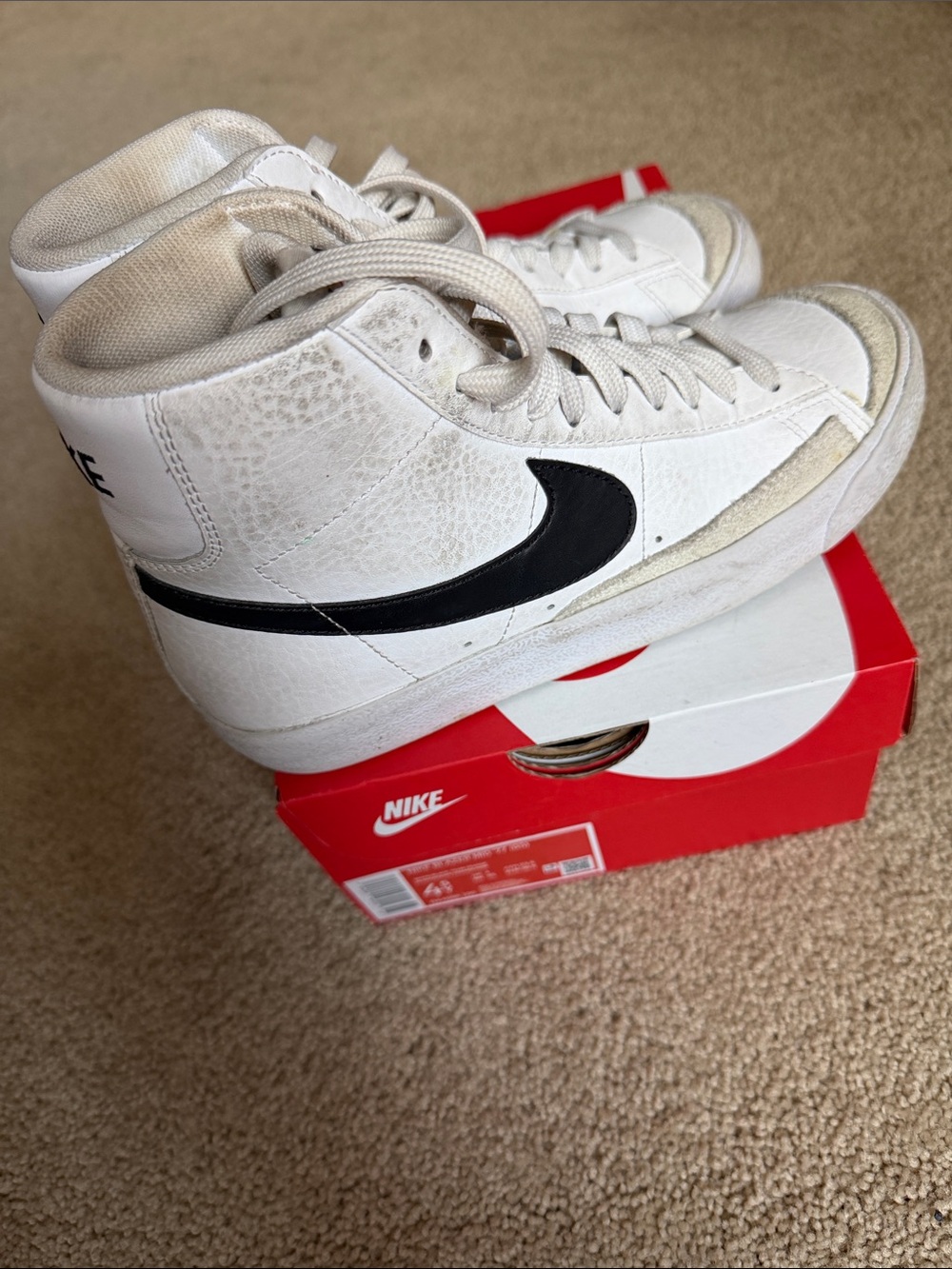 Nike Blazer Mid 77 High-Top Sneakers White with Black Swoosh